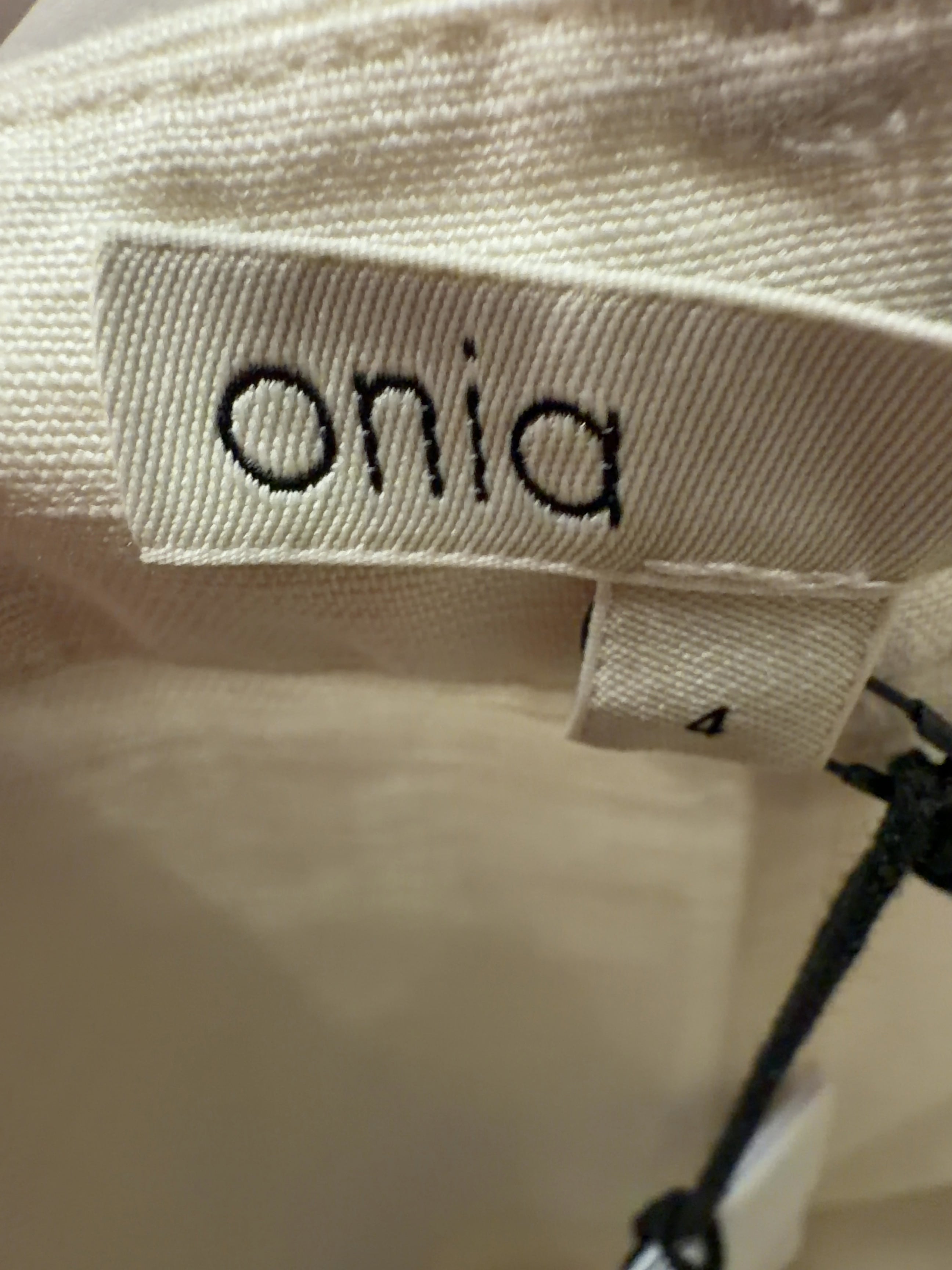 Onia Cream Linen Mid-Rise Pant Natural Size 4, size UK 8 — detail