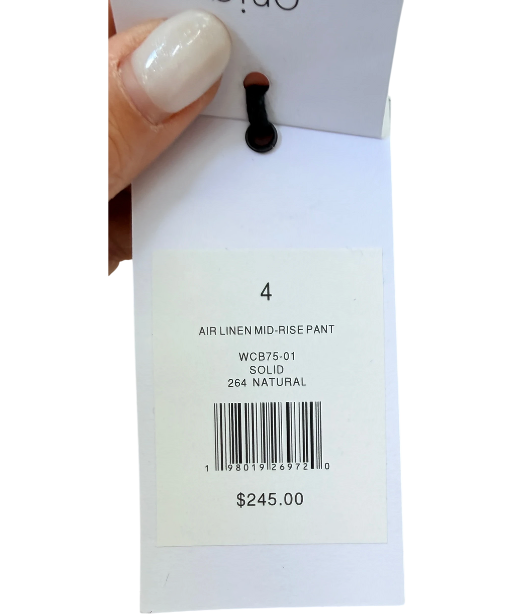 Onia Cream Linen Mid-Rise Pant Natural Size 4, size UK 8 — additional view