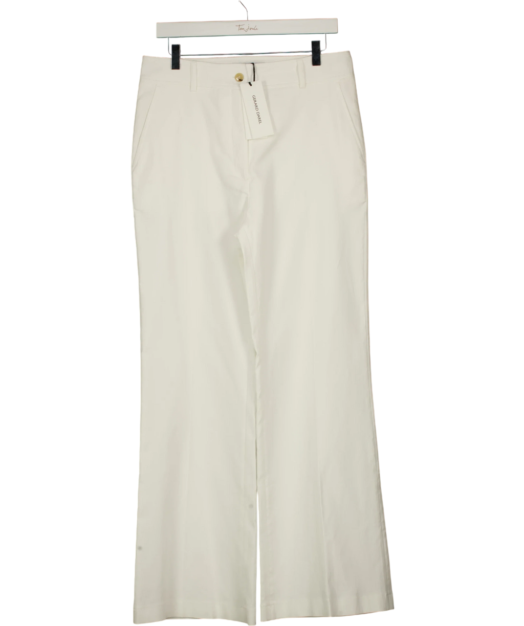 Gerard Darel White Audea Cotton Flare Trousers Ecru Size 40, size UK 12 — front