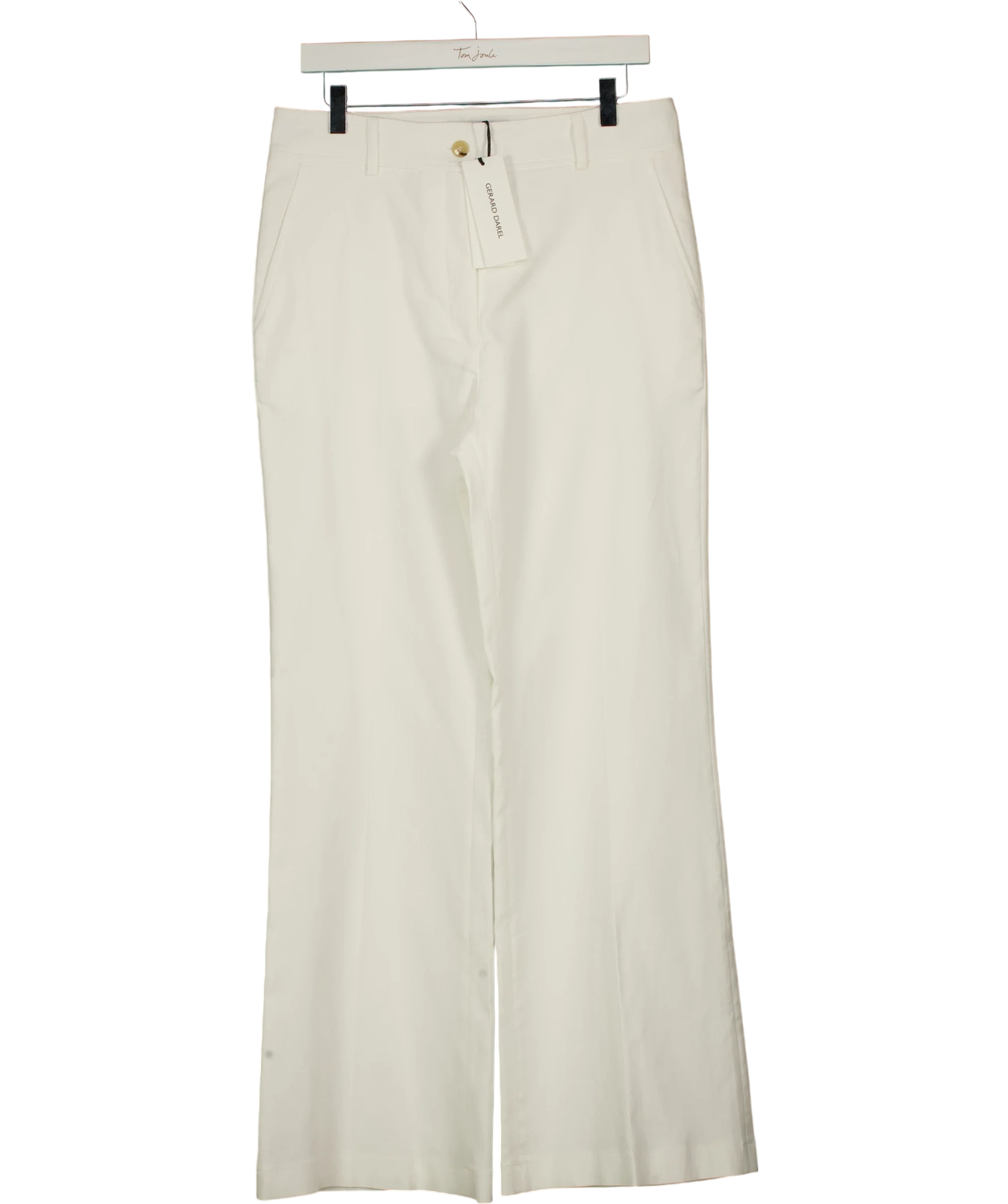 Gerard Darel White Audea Cotton Flare Trousers Ecru Size 40, size UK 12 — front