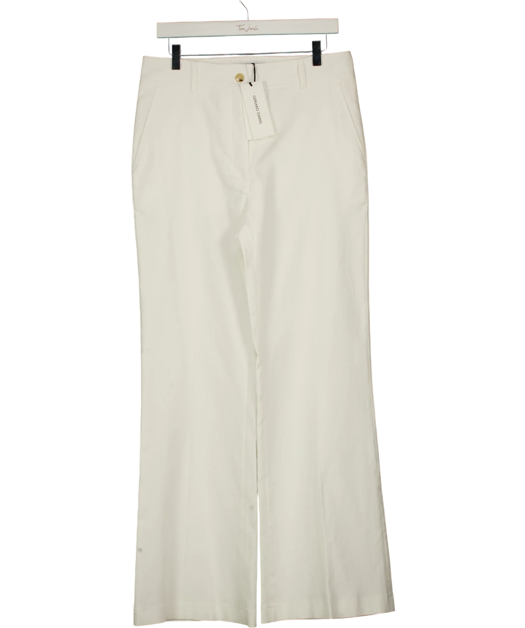 Gerard Darel White Audea Cotton Flare Trousers Ecru Size 40, size UK 12 — front