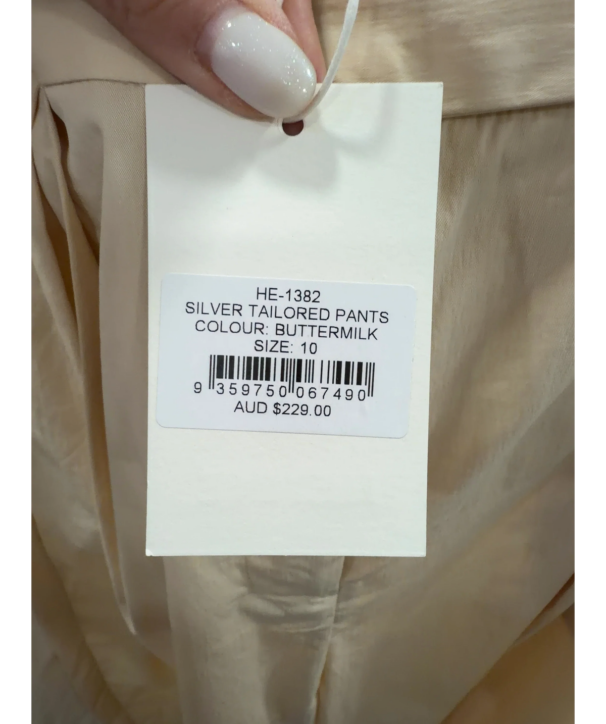 HENNE Beige Tailored Pants Buttermilk UK 10 — Materials