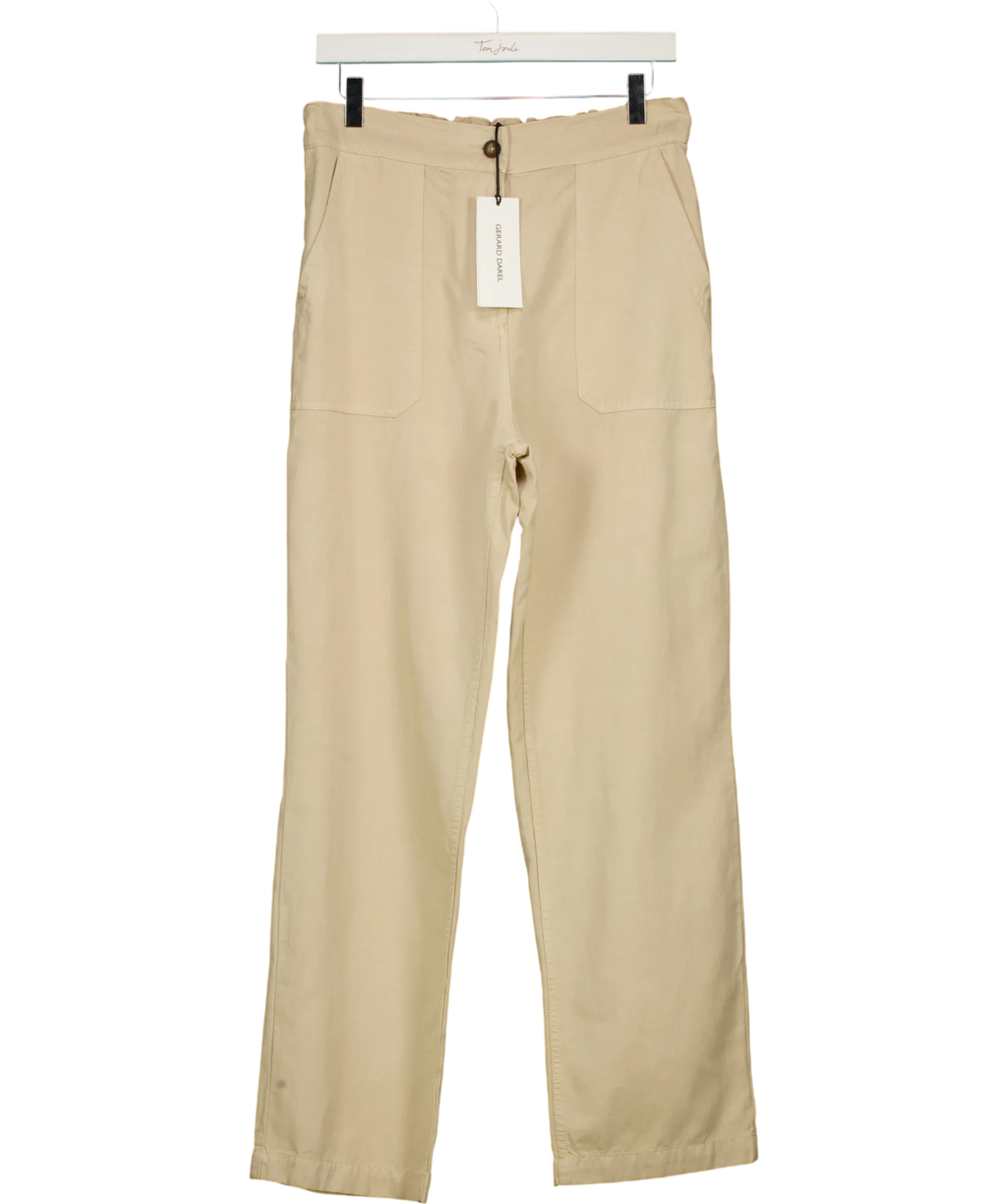 Gerard Darel Beige Audette Linen and Cotton Blend Trousers Sand BEIGE  Size 40, size UK 12 — front
