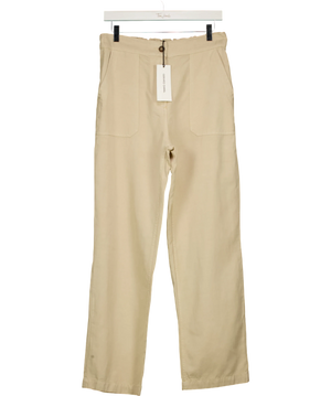 Gerard Darel Audette Linen And Cotton Blend Trousers Sand Beige  Size 40 UK 12