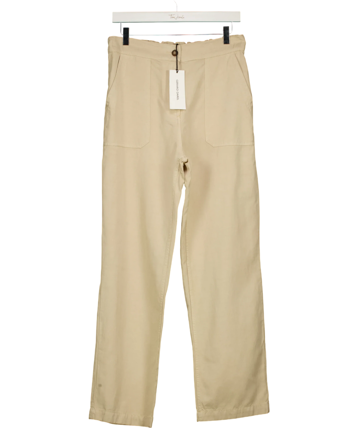 Gerard Darel Beige Audette Linen and Cotton Blend Trousers Sand BEIGE  Size 40, size UK 12 — front