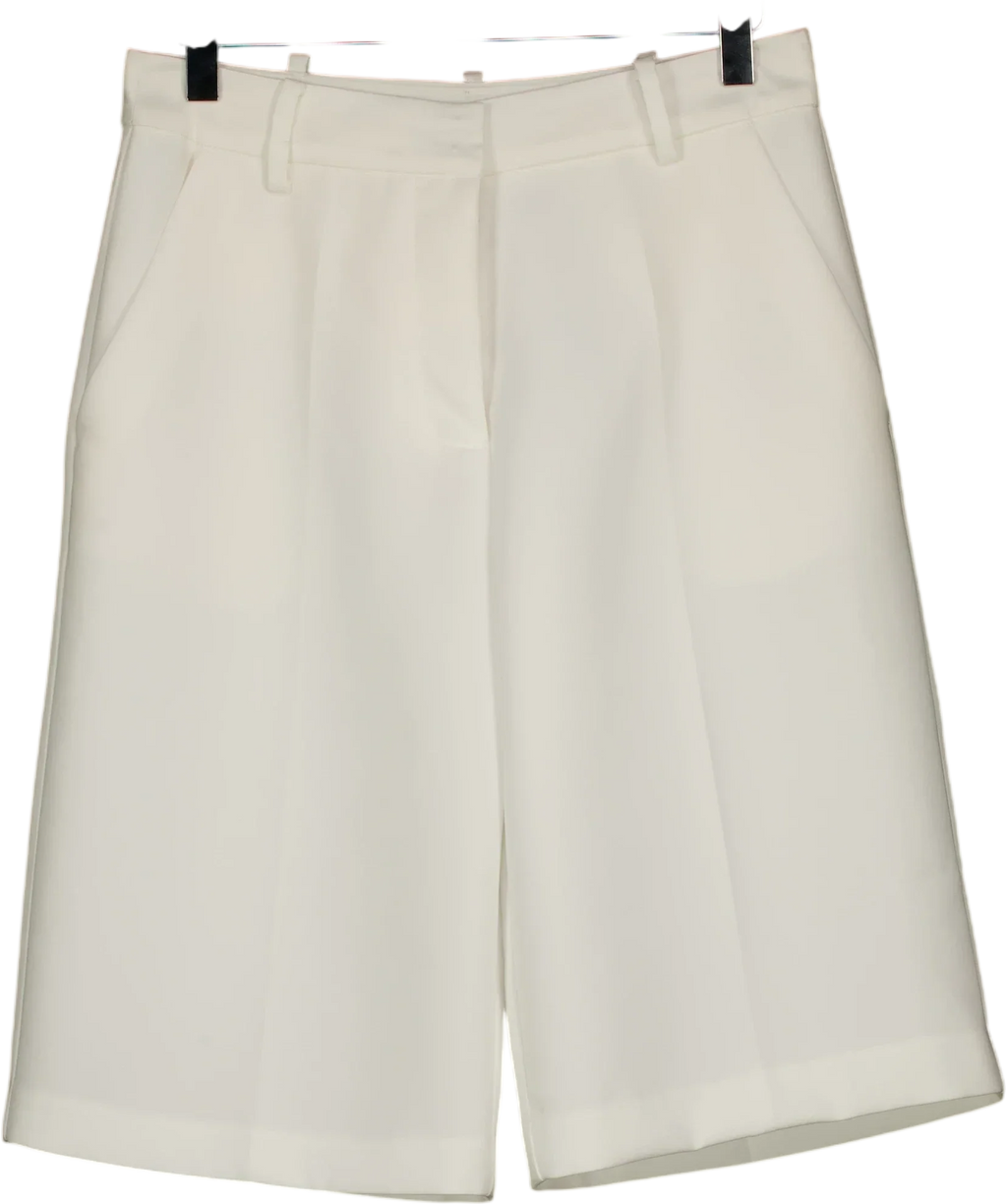 BOA White Effortless Pleated Longline Shorts White, size UK S — front