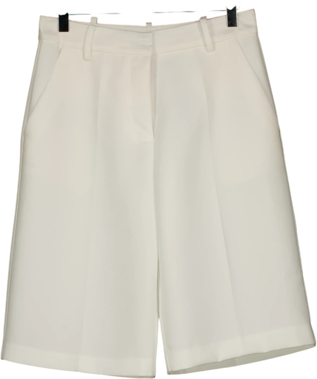 BOA White Effortless Pleated Longline Shorts White, size UK S — front