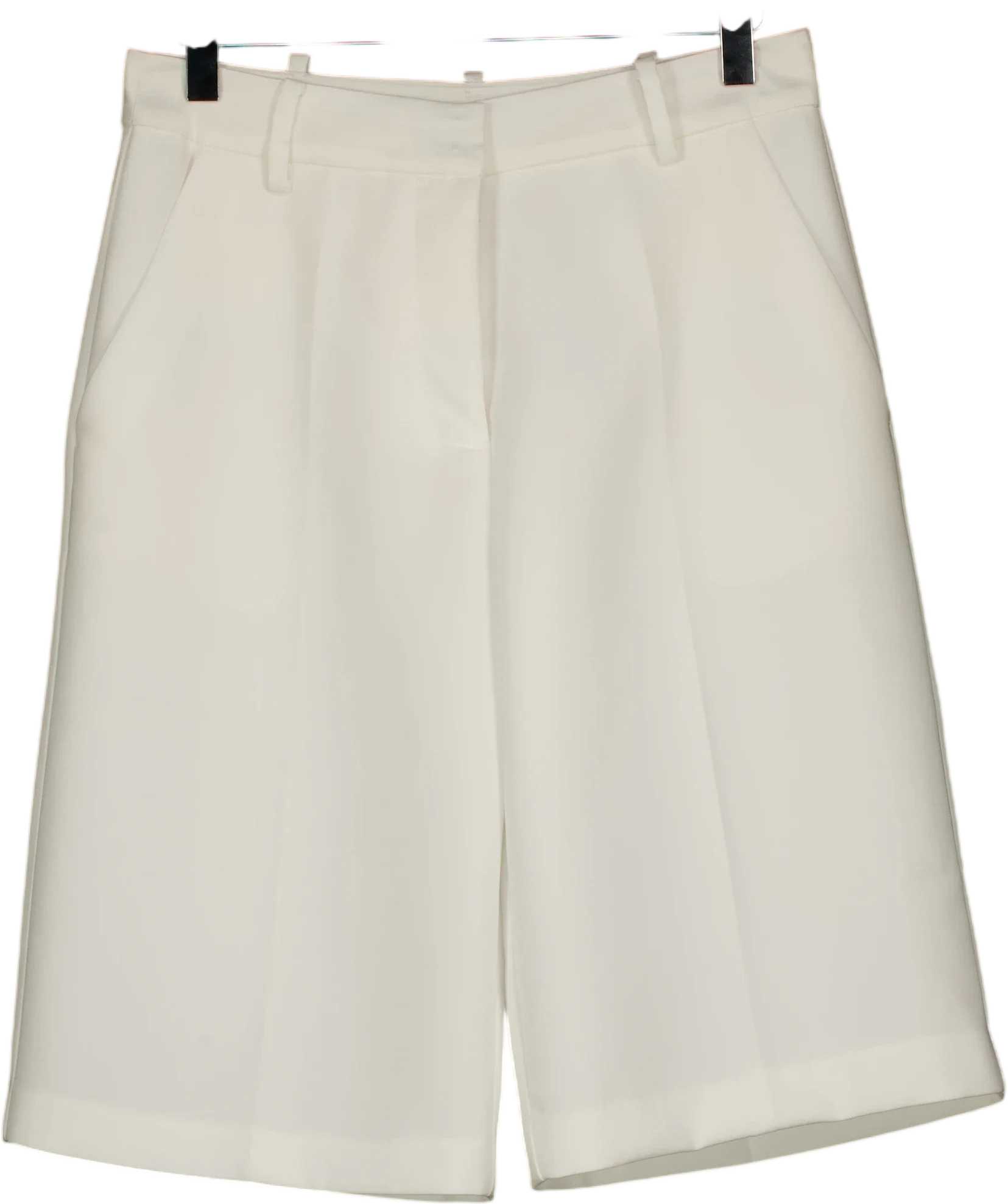 BOA White Effortless Pleated Longline Shorts White, size UK S — front