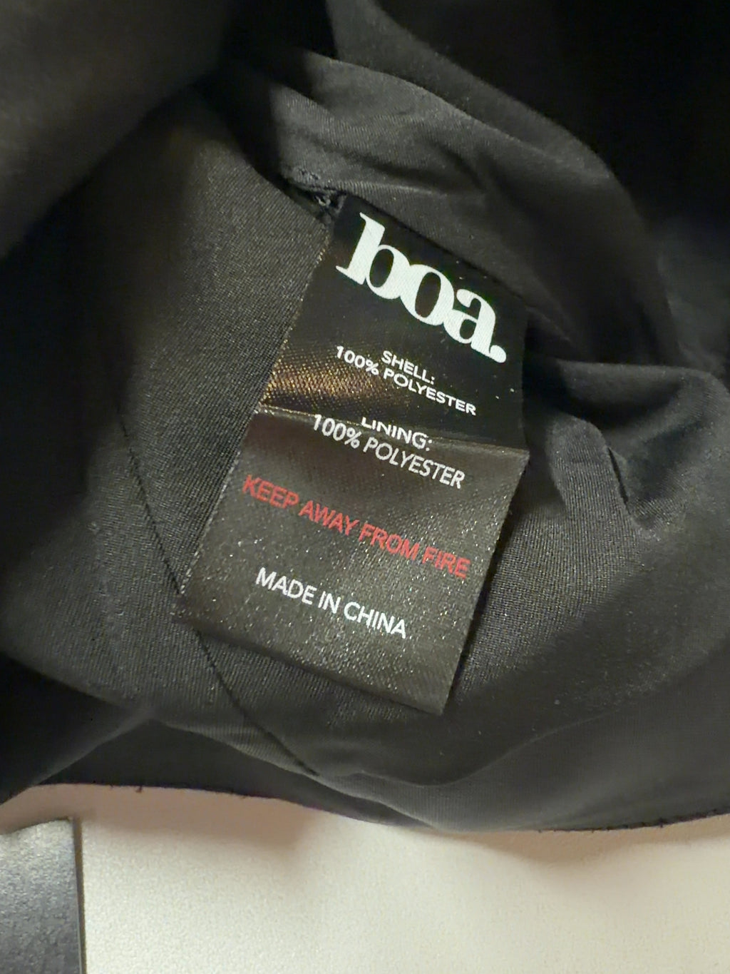 BOA Black Black Tailored Mini Shorts, size UK S — label
