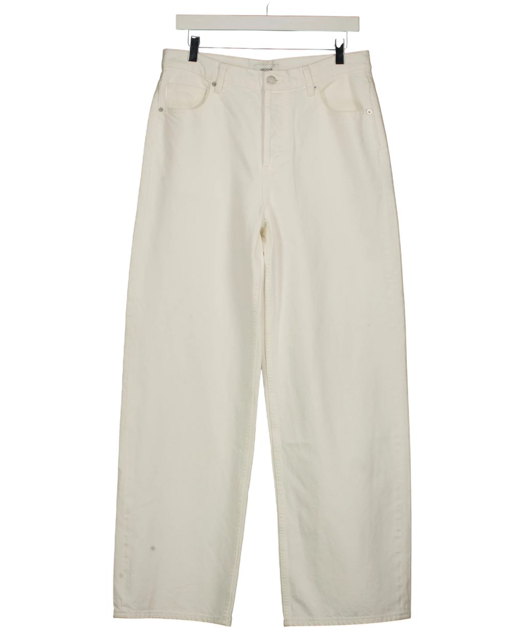 HENNE White Gisella Low Rise Wide Leg Jeans White S, size W27 — front