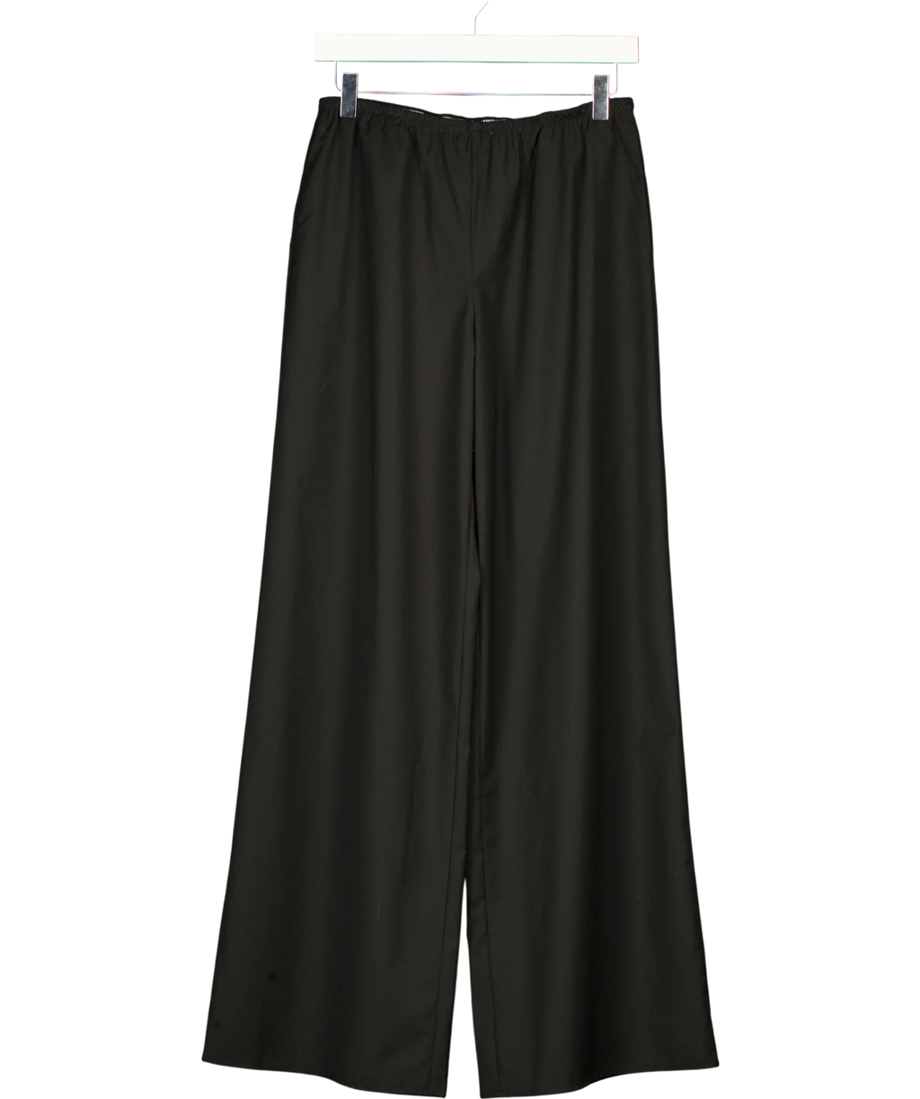 REBE Black Pull-On Wide Leg Wool Blend Trousers, size UK S — front