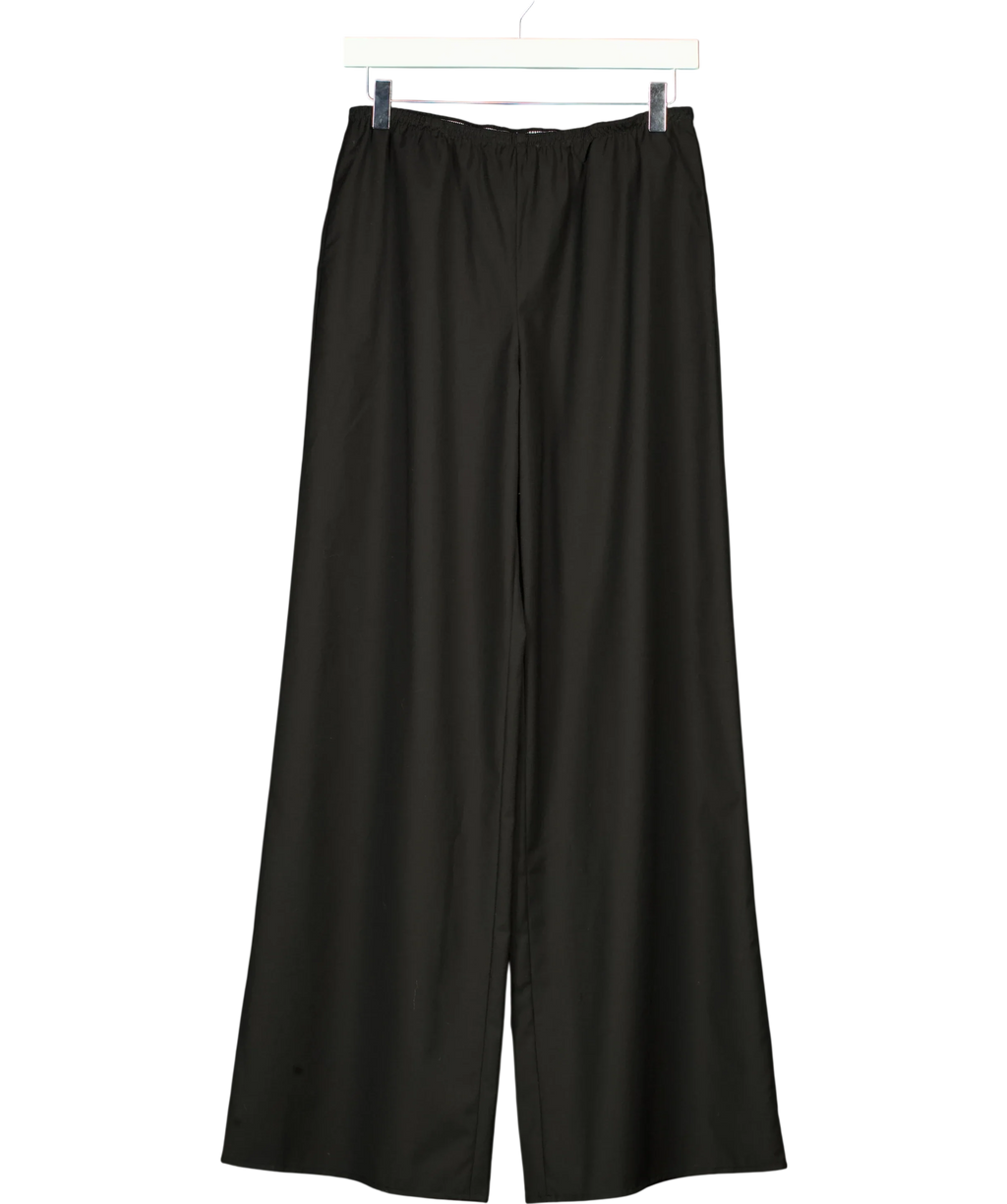 REBE Black Pull-On Wide Leg Wool Blend Trousers, size UK S — front