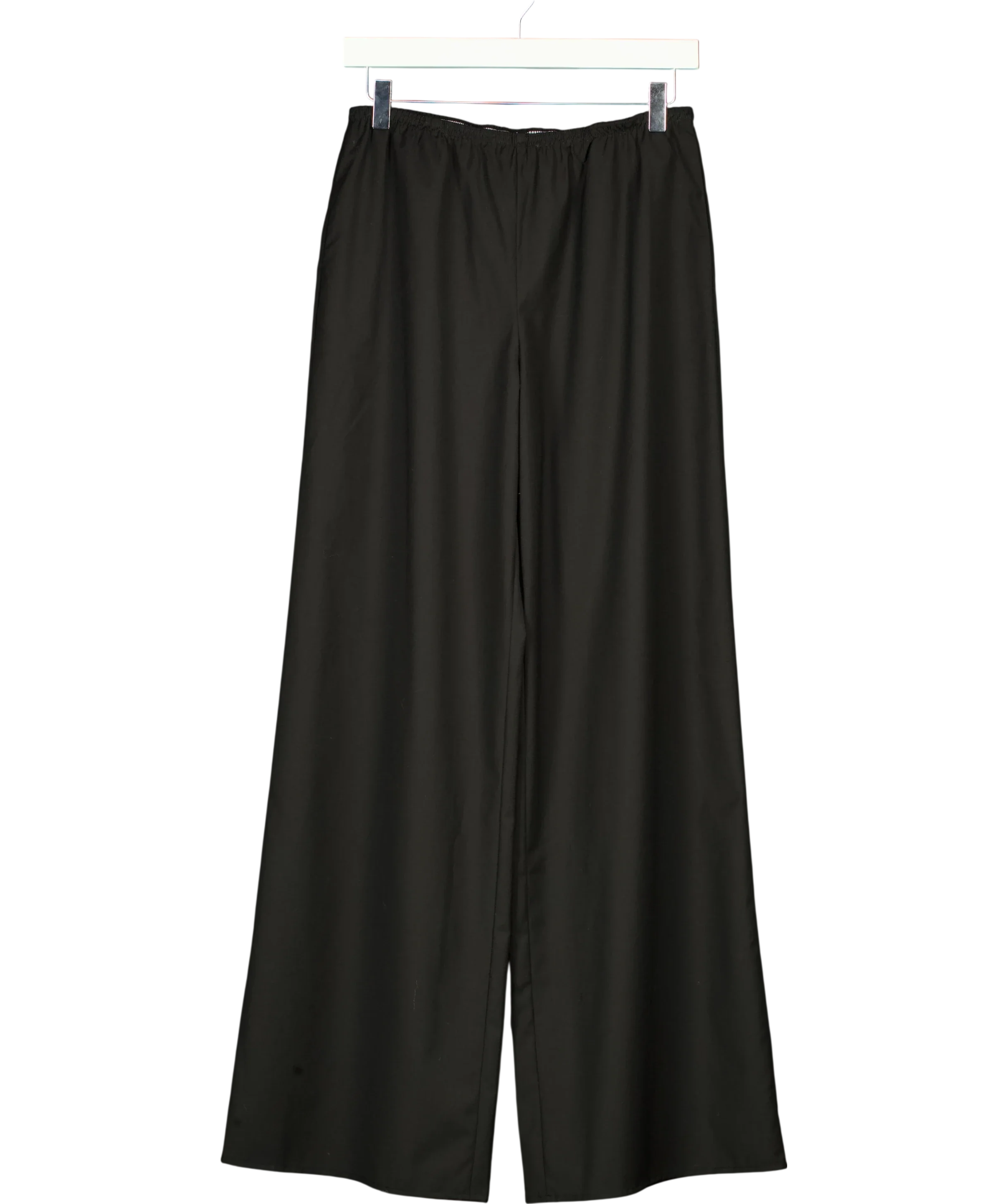 REBE Black Pull-On Wide Leg Wool Blend Trousers, size UK S — front