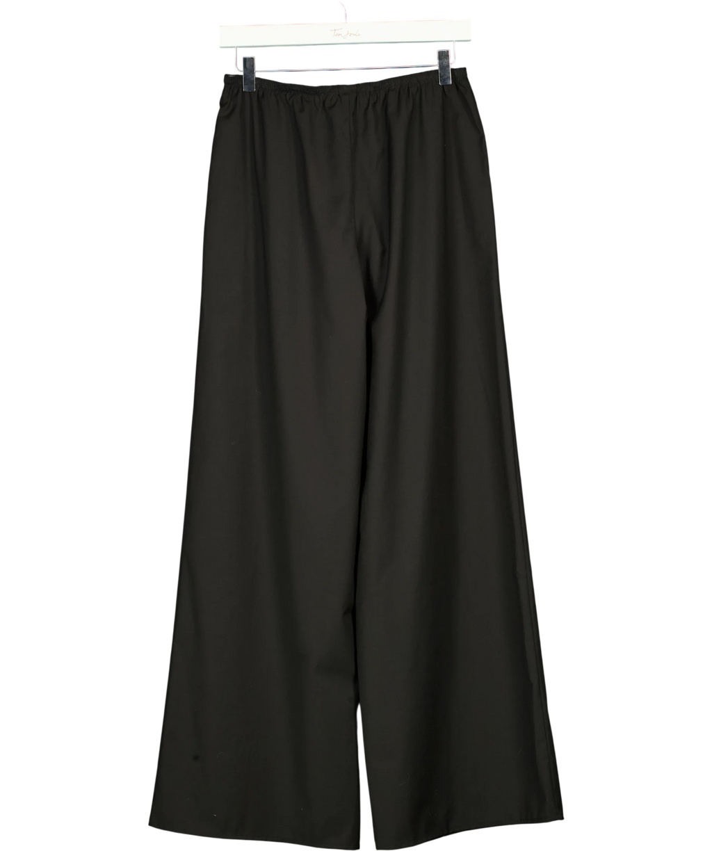 REBE Black Pull-On Wide Leg Wool Blend Trousers, size UK S — back