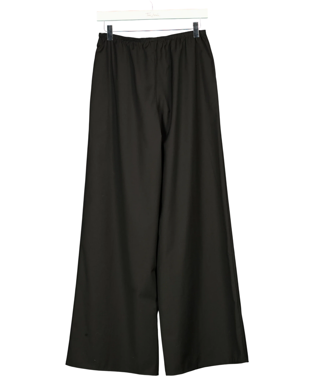 REBE Black Pull-On Wide Leg Wool Blend Trousers, size UK S — back