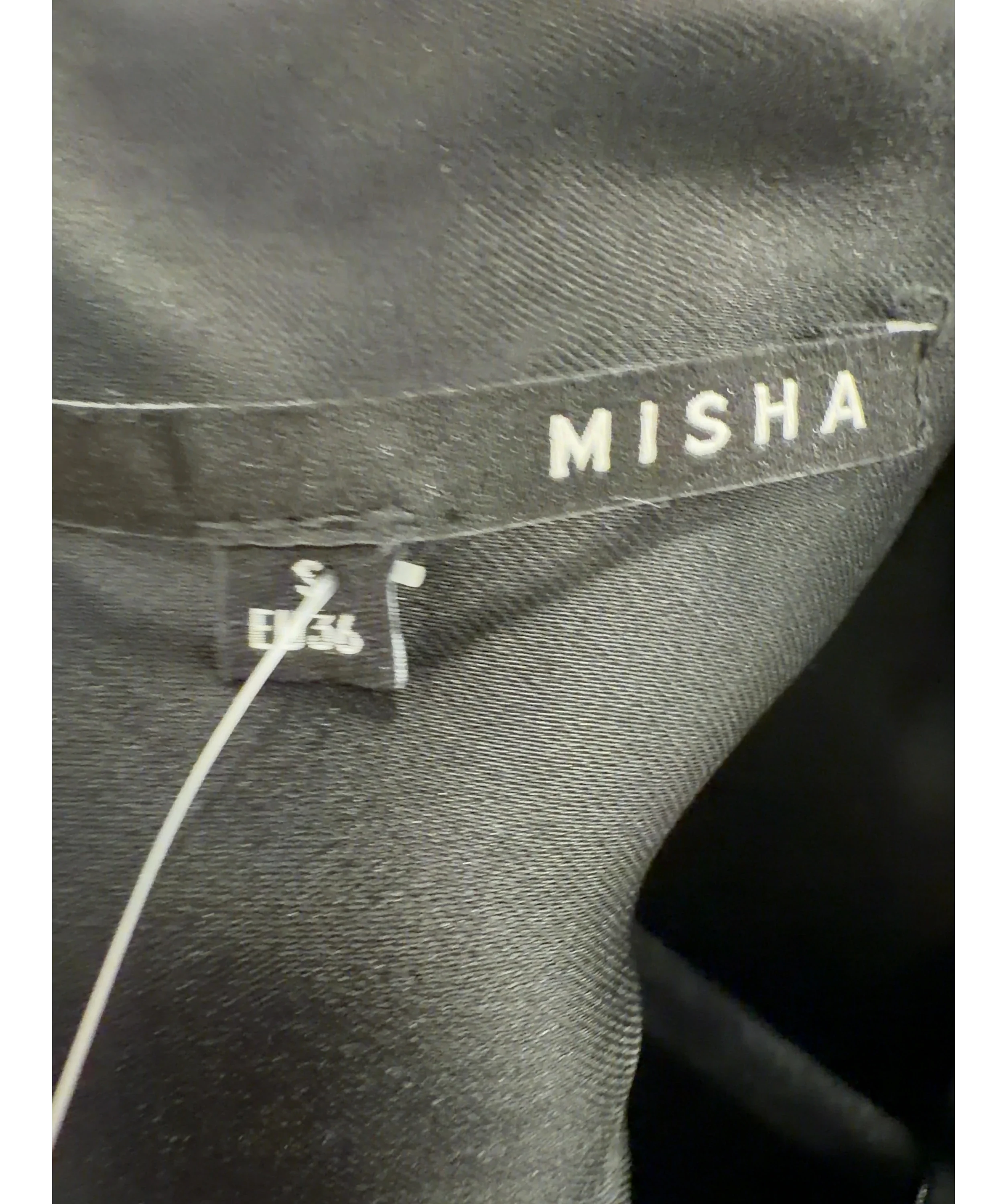 Misha Black Leila Acetate Funnel Neck Tee Black, size UK S — detail