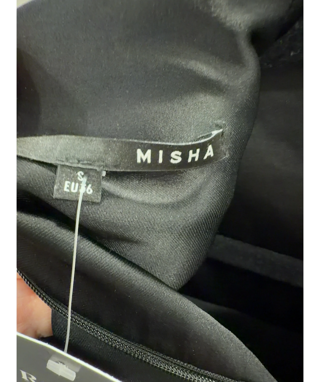Misha Black Leila Acetate Funnel Neck Tee Black, size UK S — label
