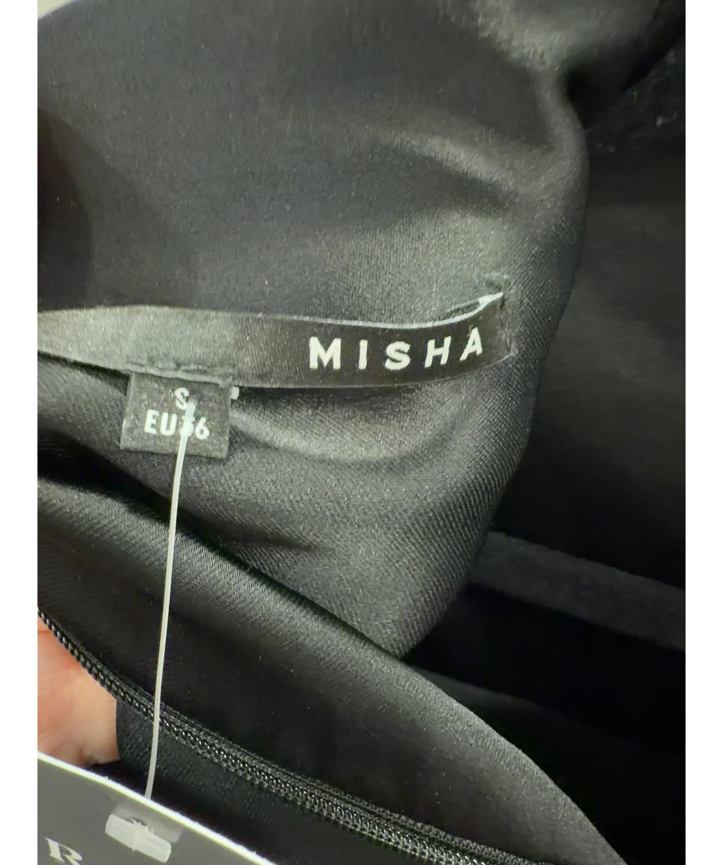 Misha Black Leila Acetate Funnel Neck Tee Black, size UK S — label