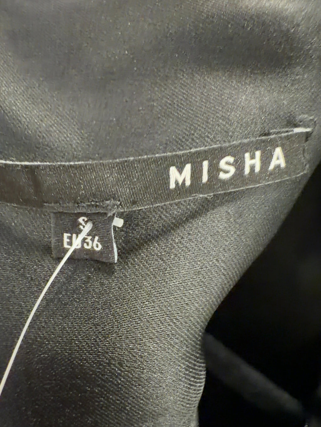 Misha Black Leila Acetate Funnel Neck Tee Black, size UK S — care label