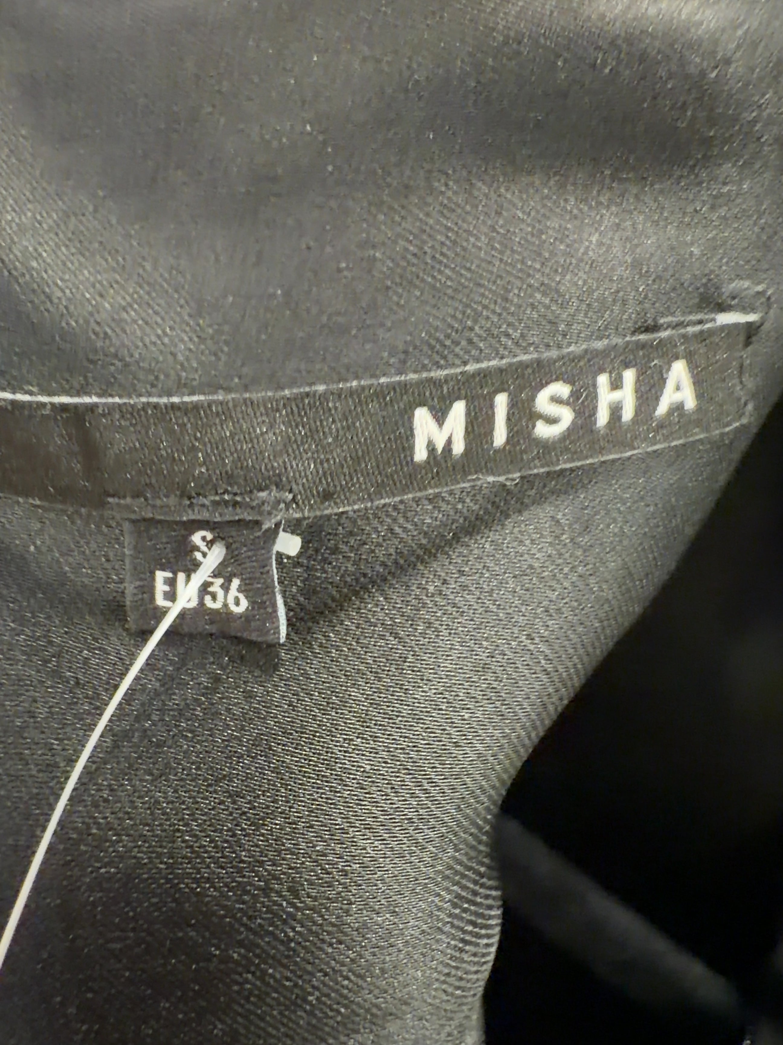 Misha Black Leila Acetate Funnel Neck Tee Black, size UK S — care label