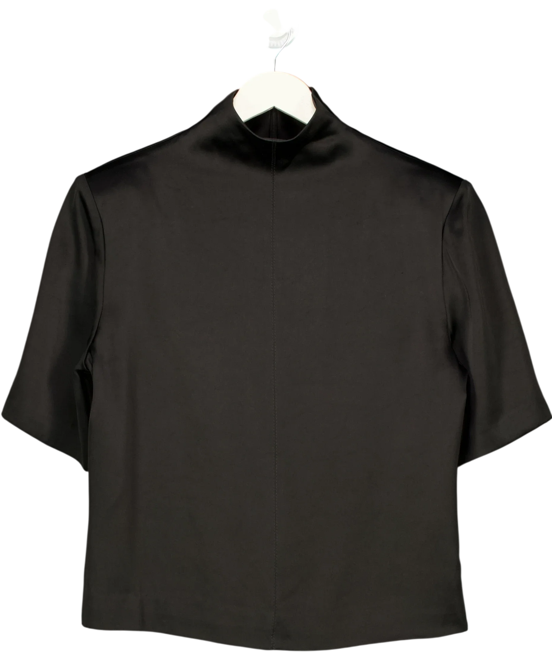 Misha Black Leila Acetate Funnel Neck Tee Black, size UK S — front