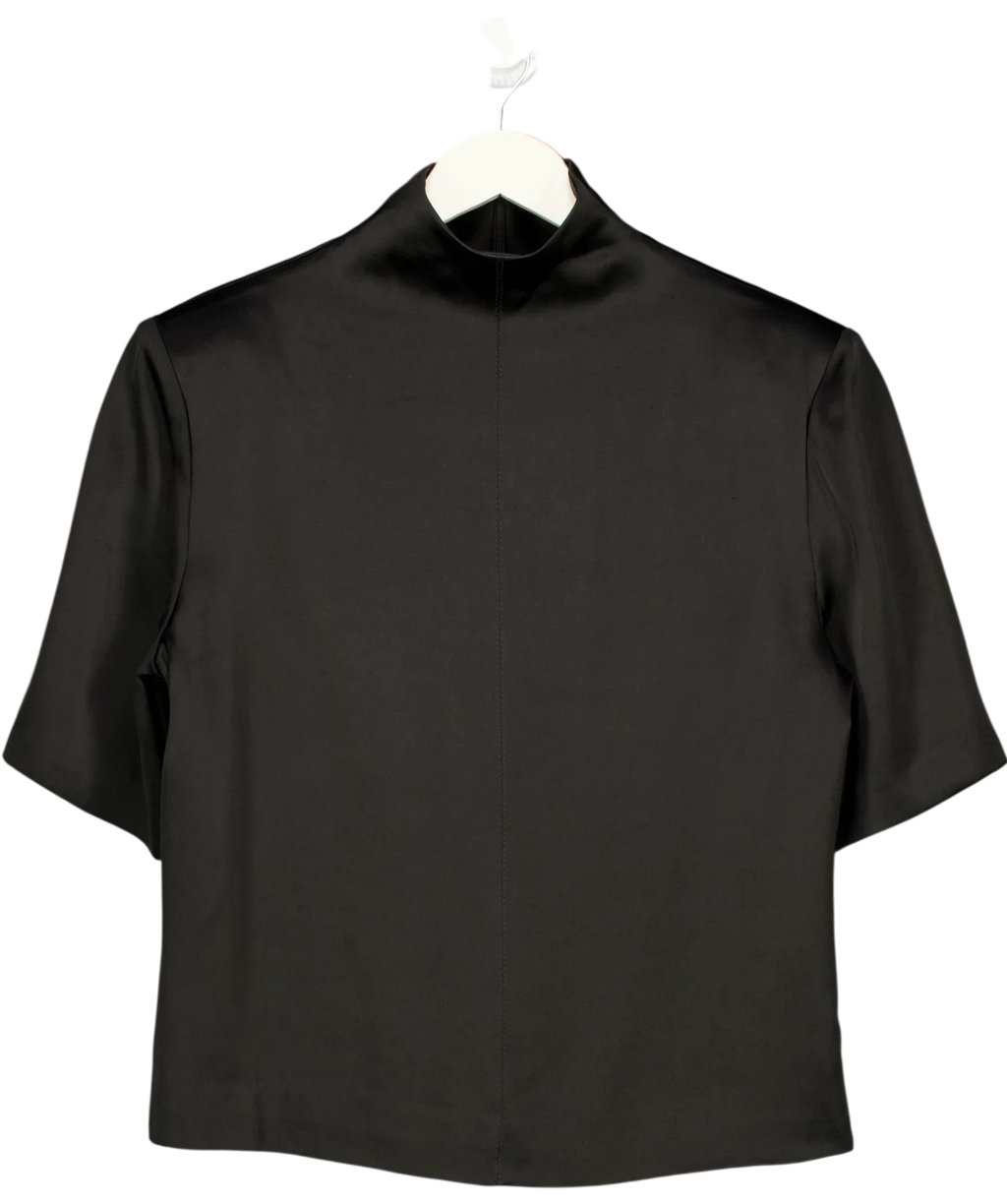 Misha Black Leila Acetate Funnel Neck Tee Black, size UK S — front