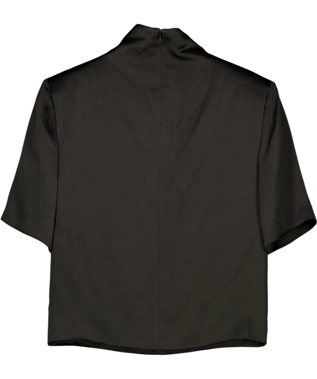 Misha Black Leila Acetate Funnel Neck Tee Black, size UK S — back