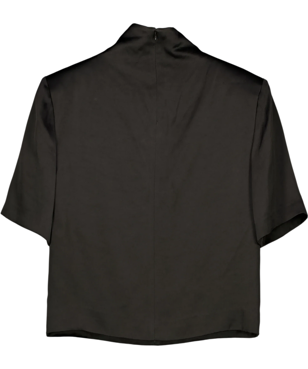 Misha Black Leila Acetate Funnel Neck Tee Black, size UK S — back