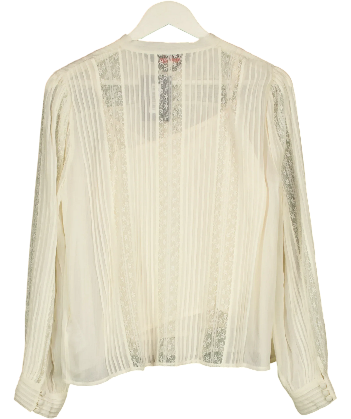 Gerard Darel Cream Cyrana Lace Pussy-Bow Blouse Blanc Size FR 40, size UK 12 — back