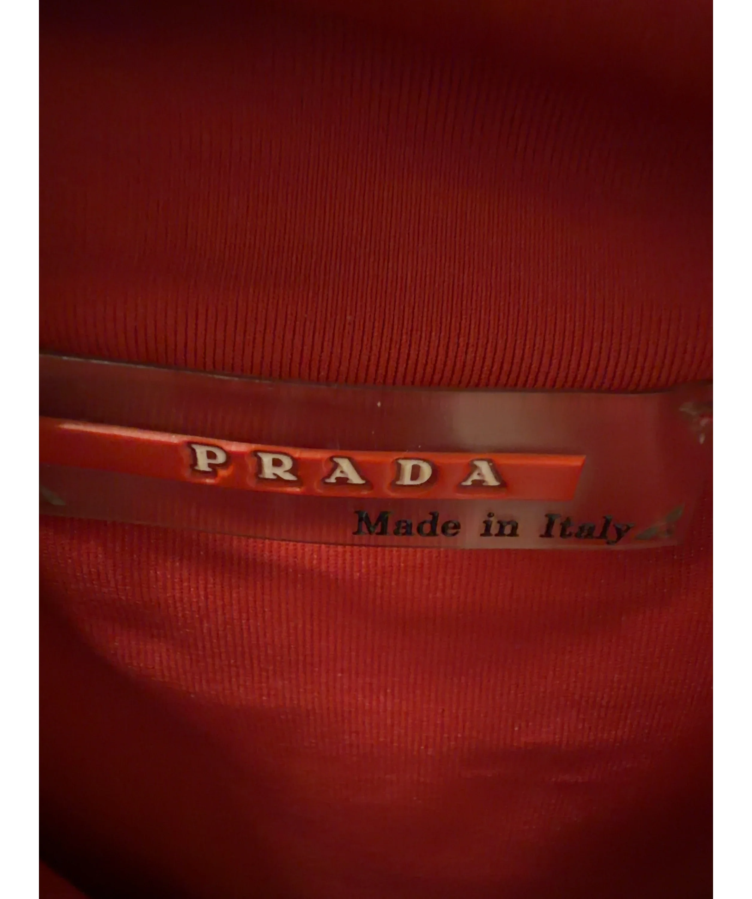 Prada Red Sport Red Half Zip Long Sleeve Performance Top, size UK M — detail