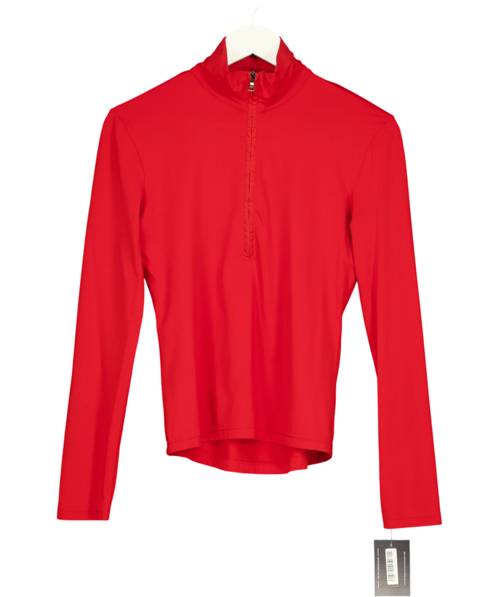 Prada Red Sport Red Half Zip Long Sleeve Performance Top, size UK M — front