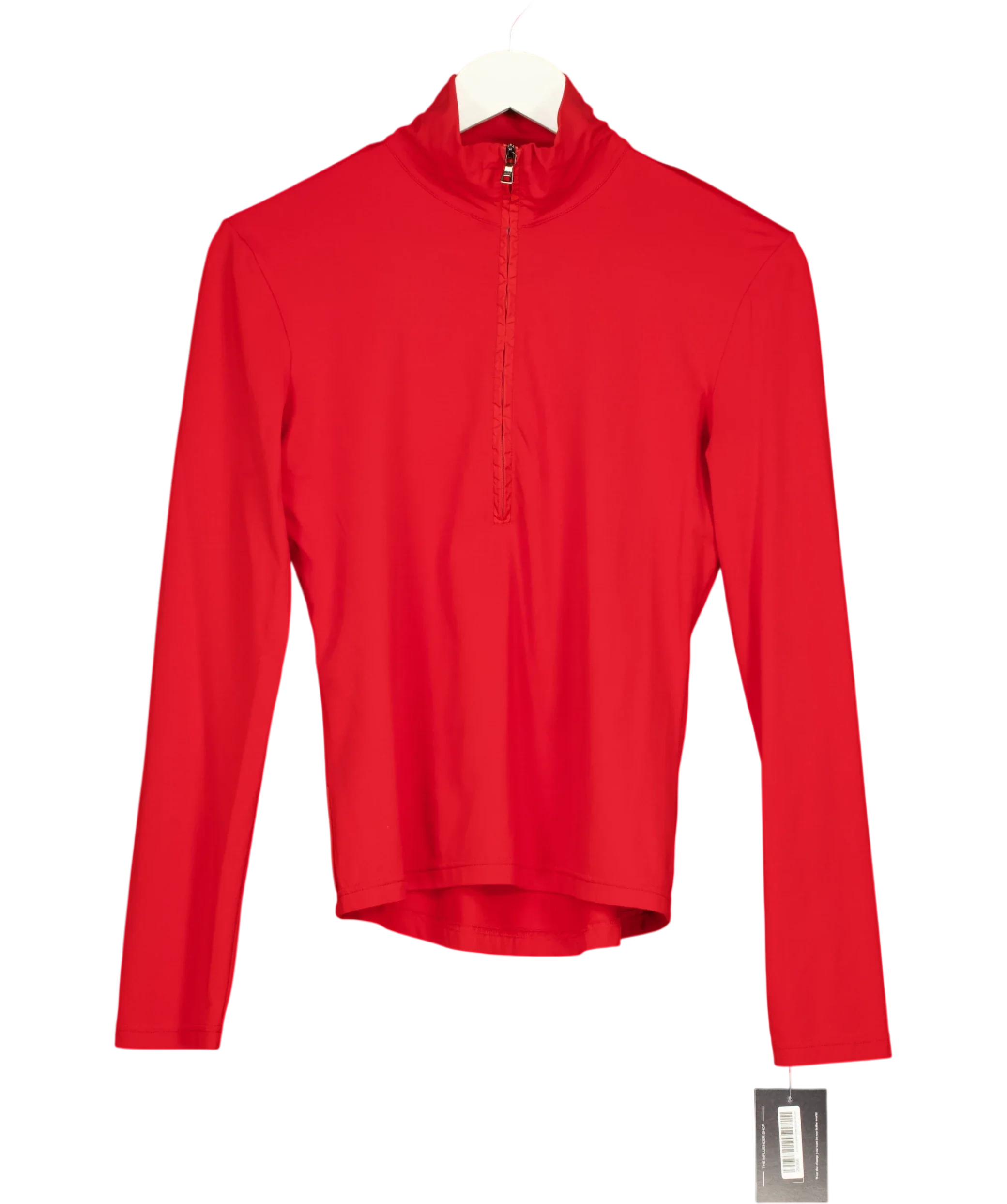 Prada Red Sport Red Half Zip Long Sleeve Performance Top, size UK M — front