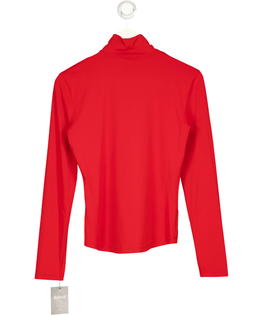 Prada Red Sport Red Half Zip Long Sleeve Performance Top, size UK M — back