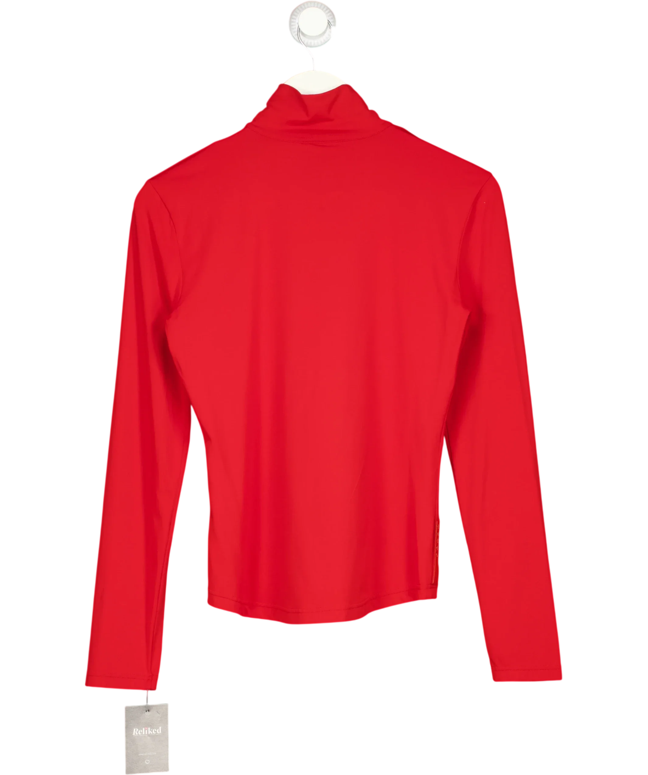 Prada Red Sport Red Half Zip Long Sleeve Performance Top, size UK M — back