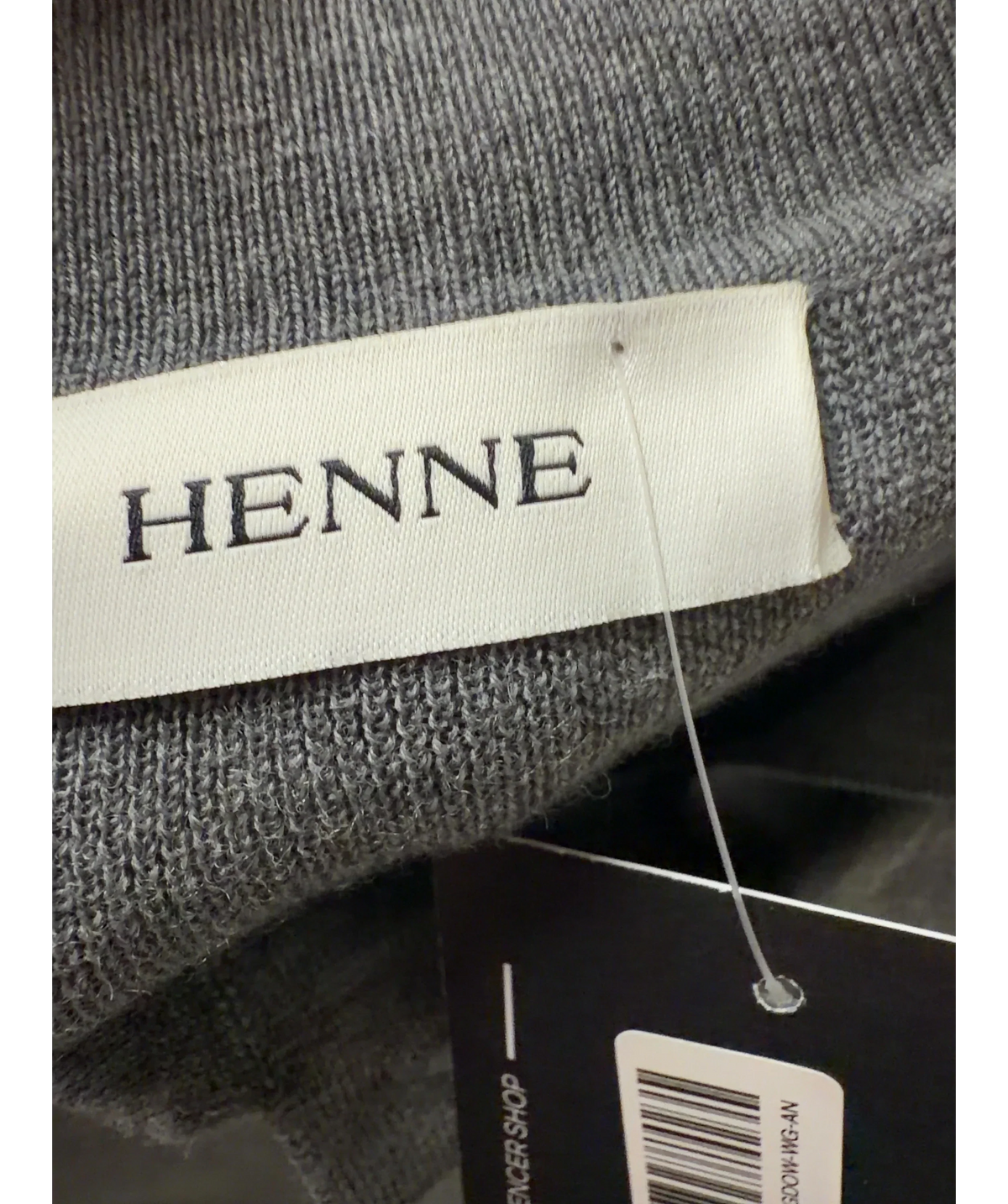 HENNE Grey Grey Long Sleeve Button Polo MERINO WOOL Knit Jumper, size UK S — detail