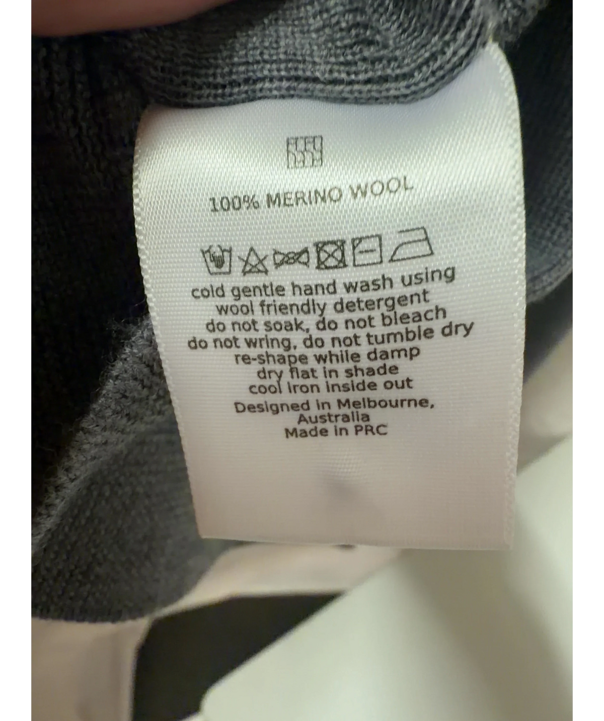 HENNE Grey Long Sleeve Button Polo Merino Wool Knit Jumper UK S — Materials