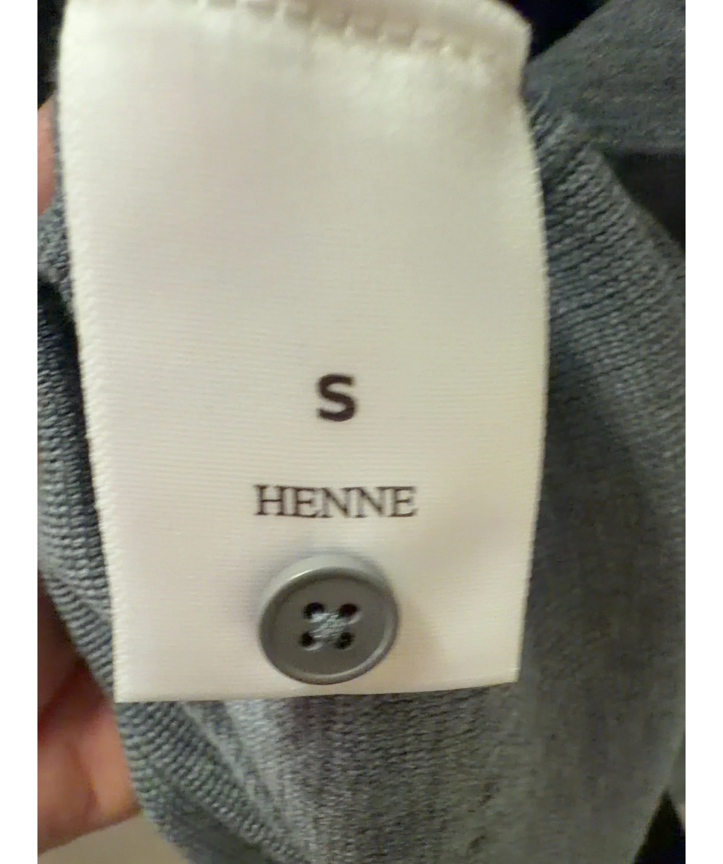 HENNE Grey Long Sleeve Button Polo Merino Wool Knit Jumper UK S — Size
