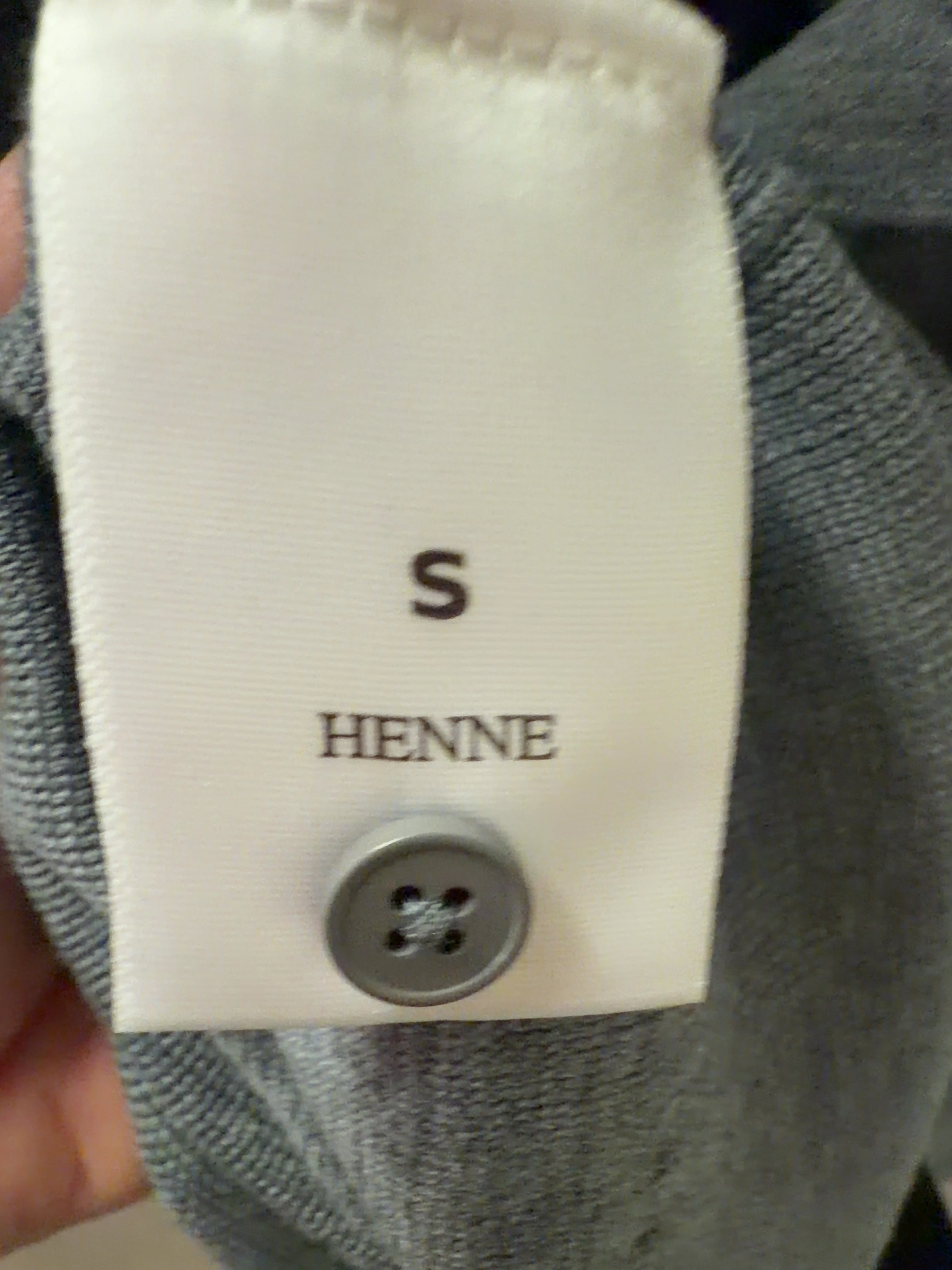 HENNE Grey Grey Long Sleeve Button Polo MERINO WOOL Knit Jumper, size UK S — care label
