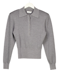 HENNE Grey Grey Long Sleeve Button Polo MERINO WOOL Knit Jumper, size UK S — front