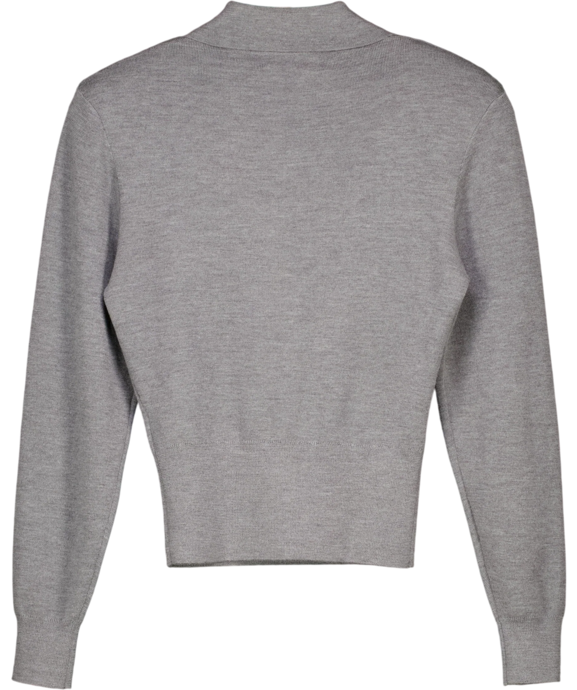 HENNE Grey Grey Long Sleeve Button Polo MERINO WOOL Knit Jumper, size UK S — back