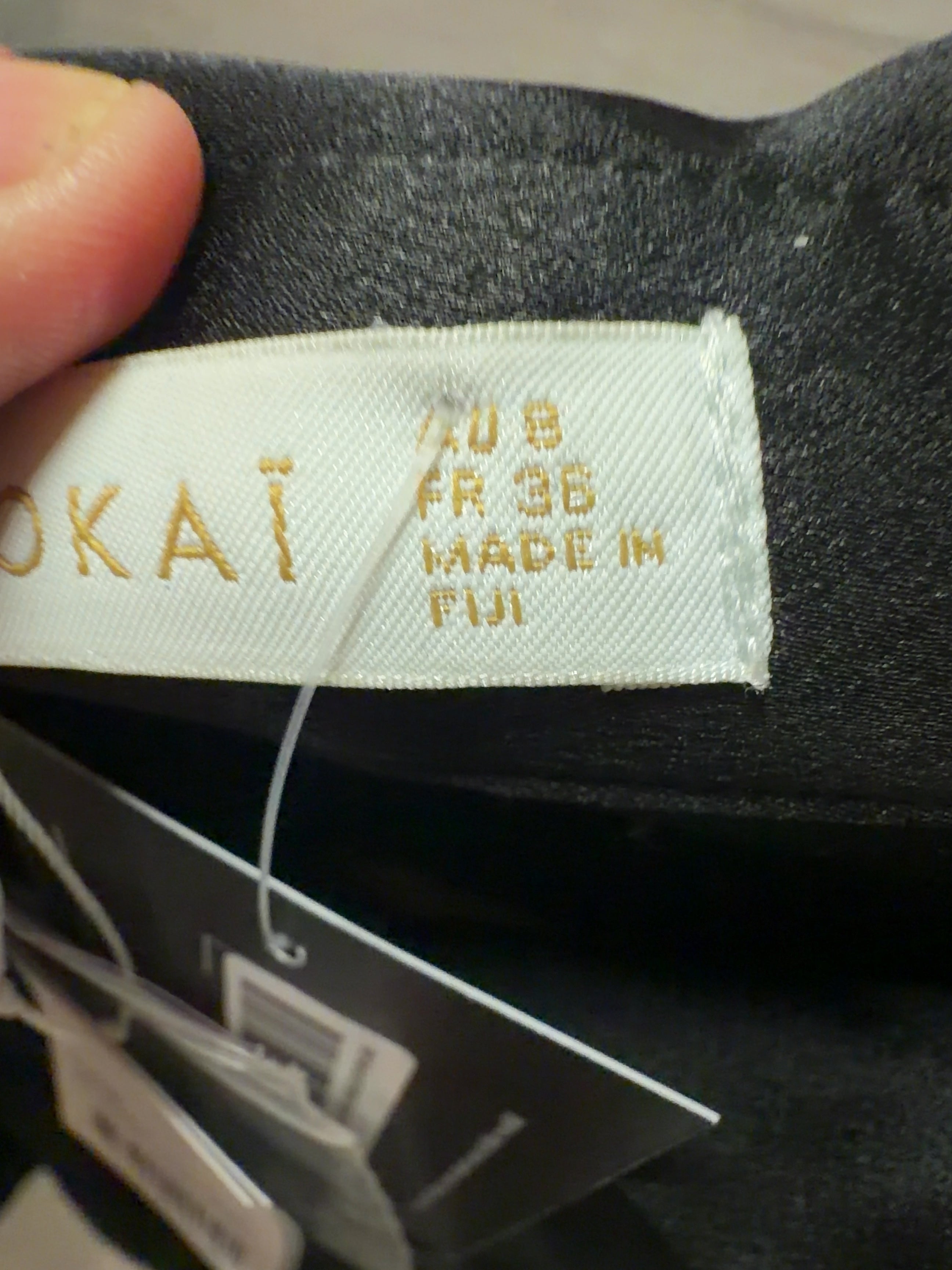 Kookai Black Jet Black Palermo Cinch Shirt Size 36, size UK 8 — care label