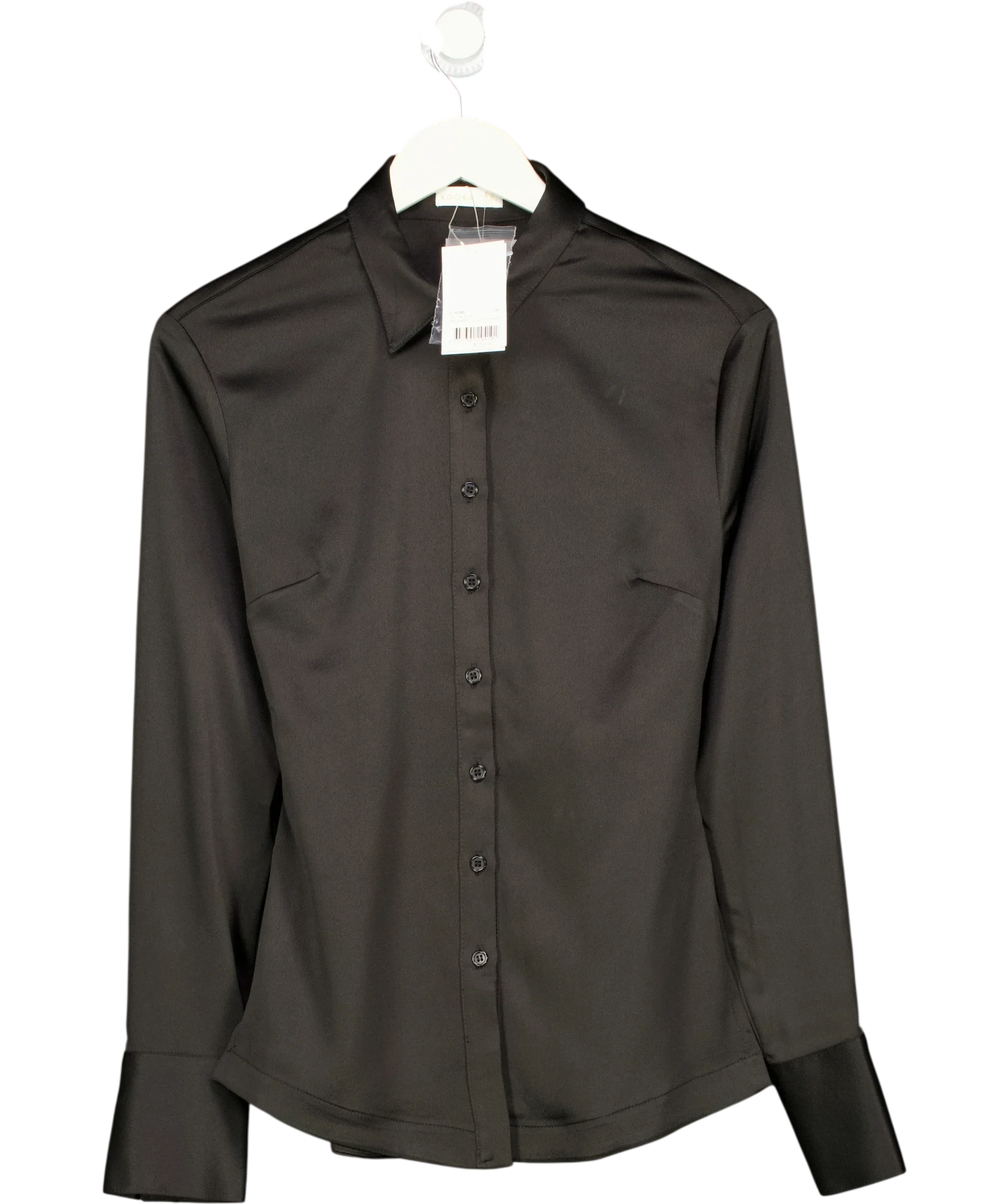 Kookai Black Jet Black Palermo Cinch Shirt Size 36, size UK 8 — front