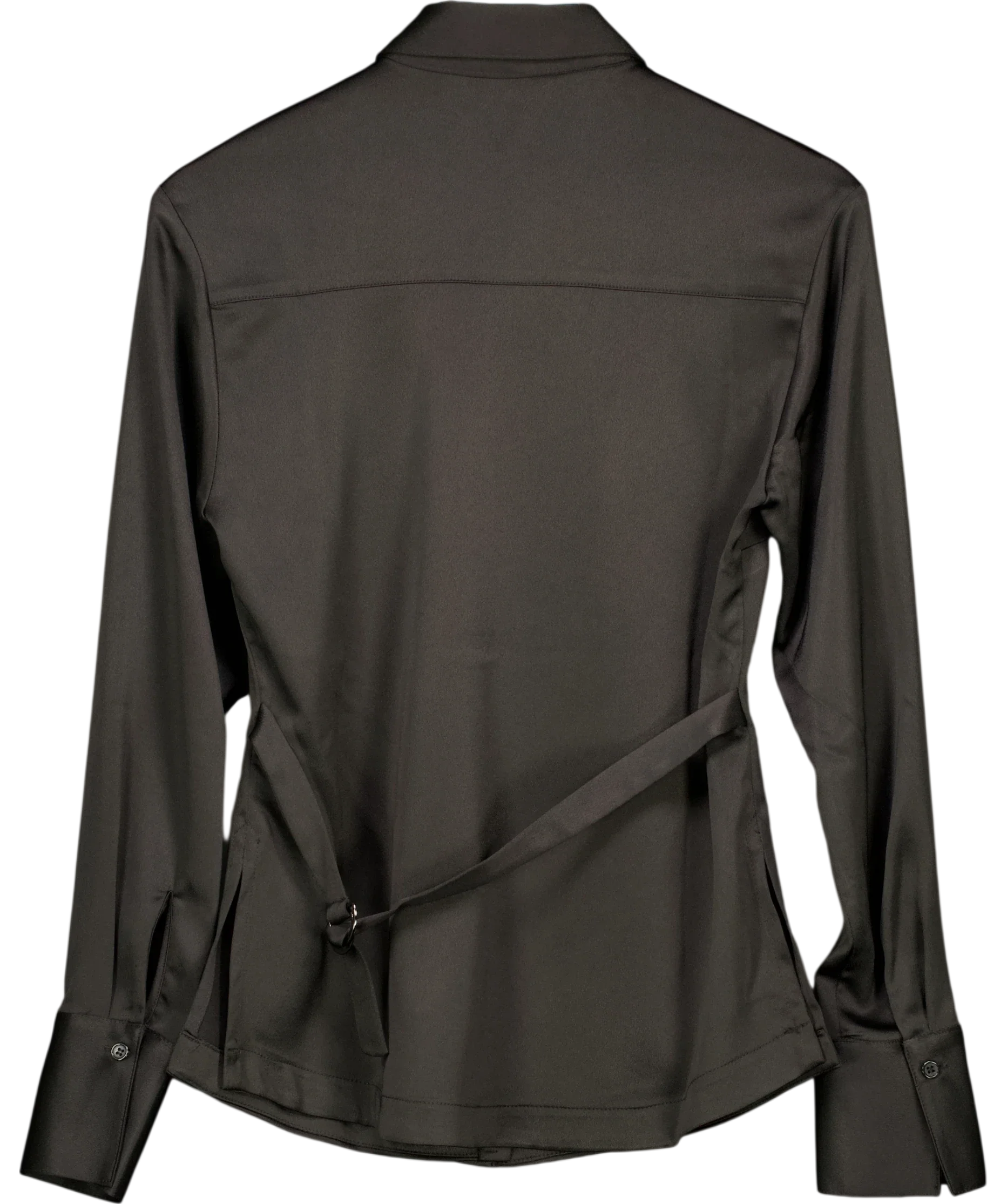 Kookai Black Jet Black Palermo Cinch Shirt Size 36, size UK 8 — back