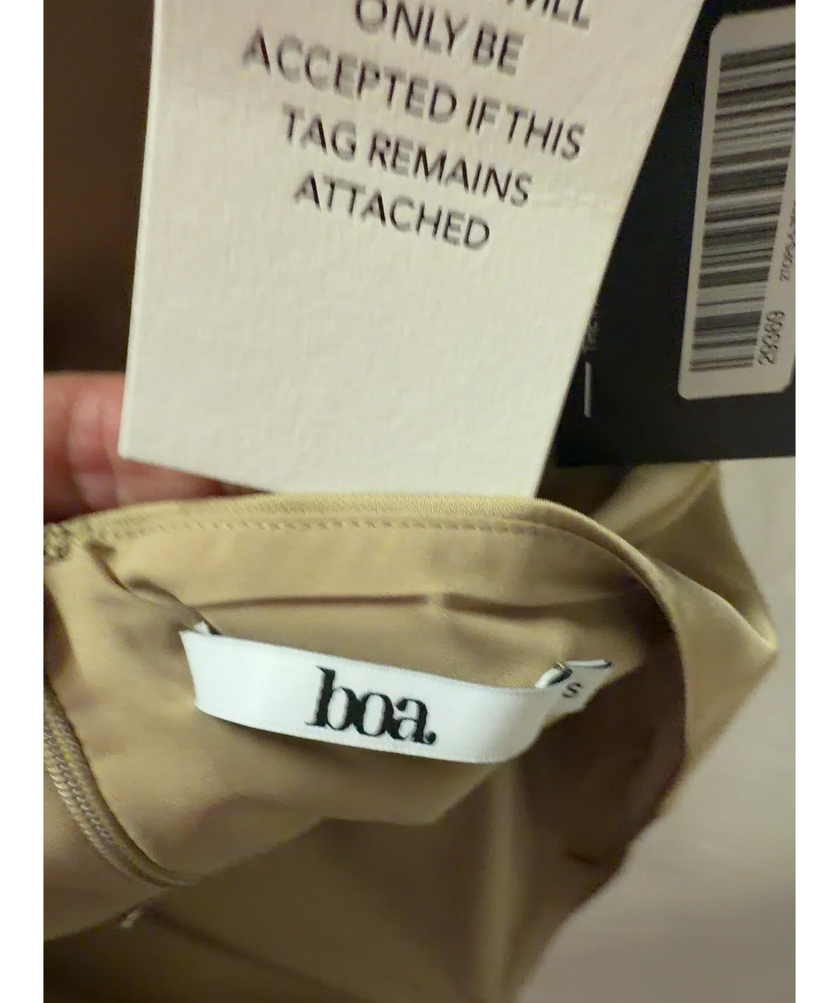 BOA Beige Tailored Satin Halterneck Top Champagne BEIGE, size UK S — detail