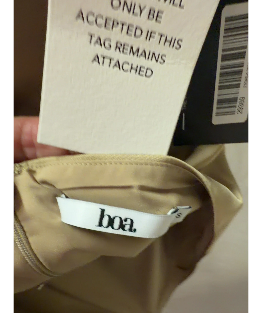 BOA Beige Tailored Satin Halterneck Top Champagne BEIGE, size UK S — detail
