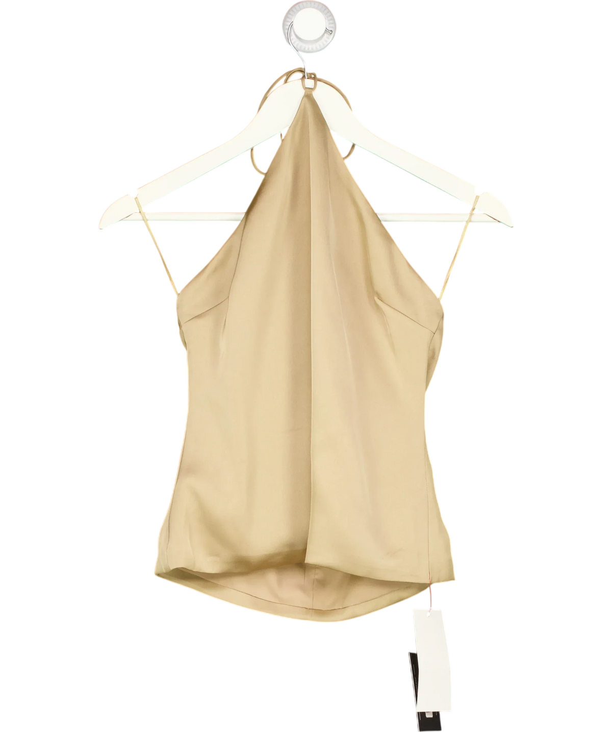 BOA Beige Tailored Satin Halterneck Top Champagne BEIGE, size UK S — front