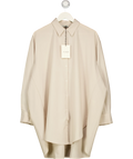 JAKI LONDON Beige Oversized Curved Hem Button-Up Shirt Light Beige, size UK XL — front