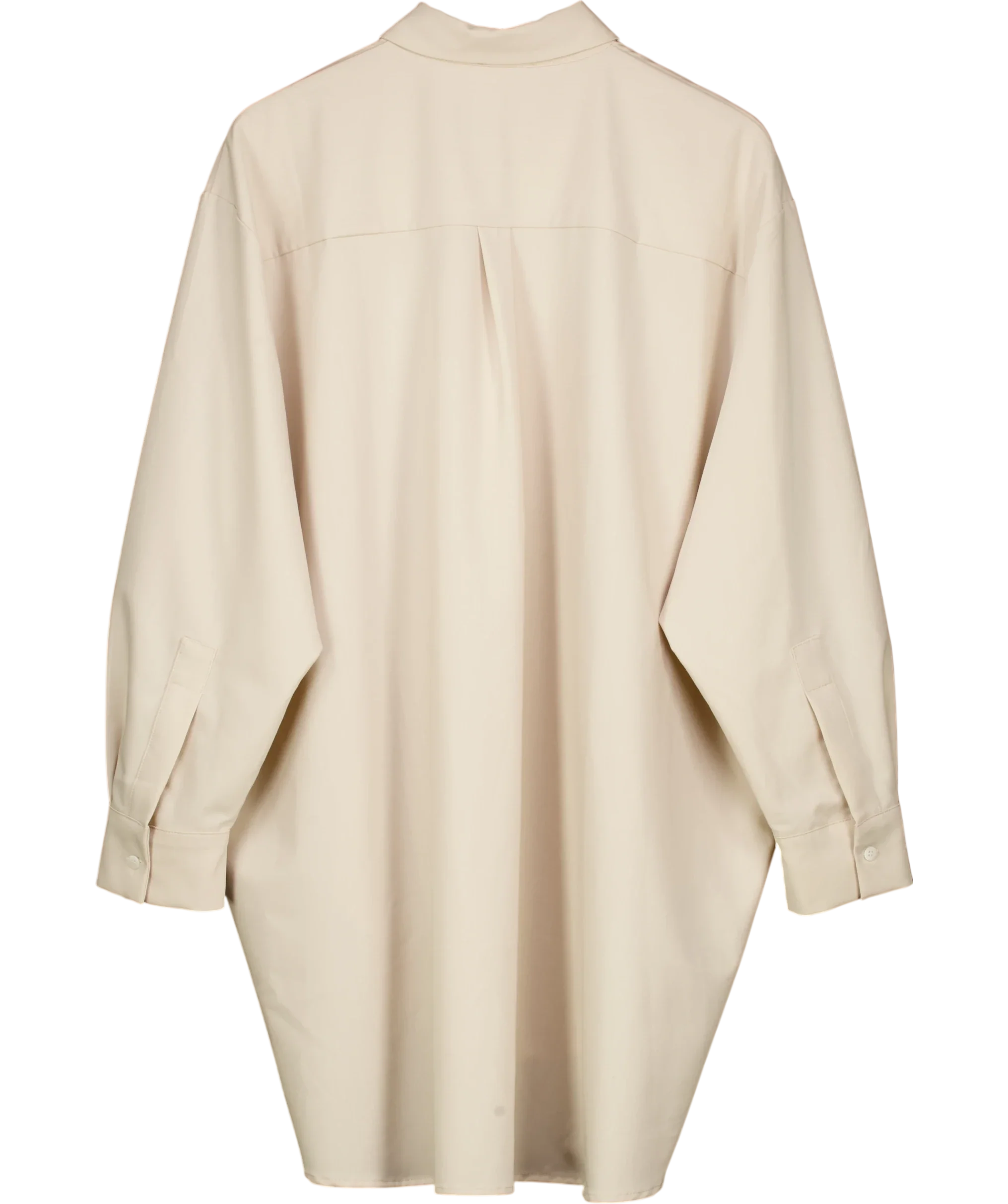 JAKI LONDON Beige Oversized Curved Hem Button-Up Shirt Light Beige, size UK XL — back