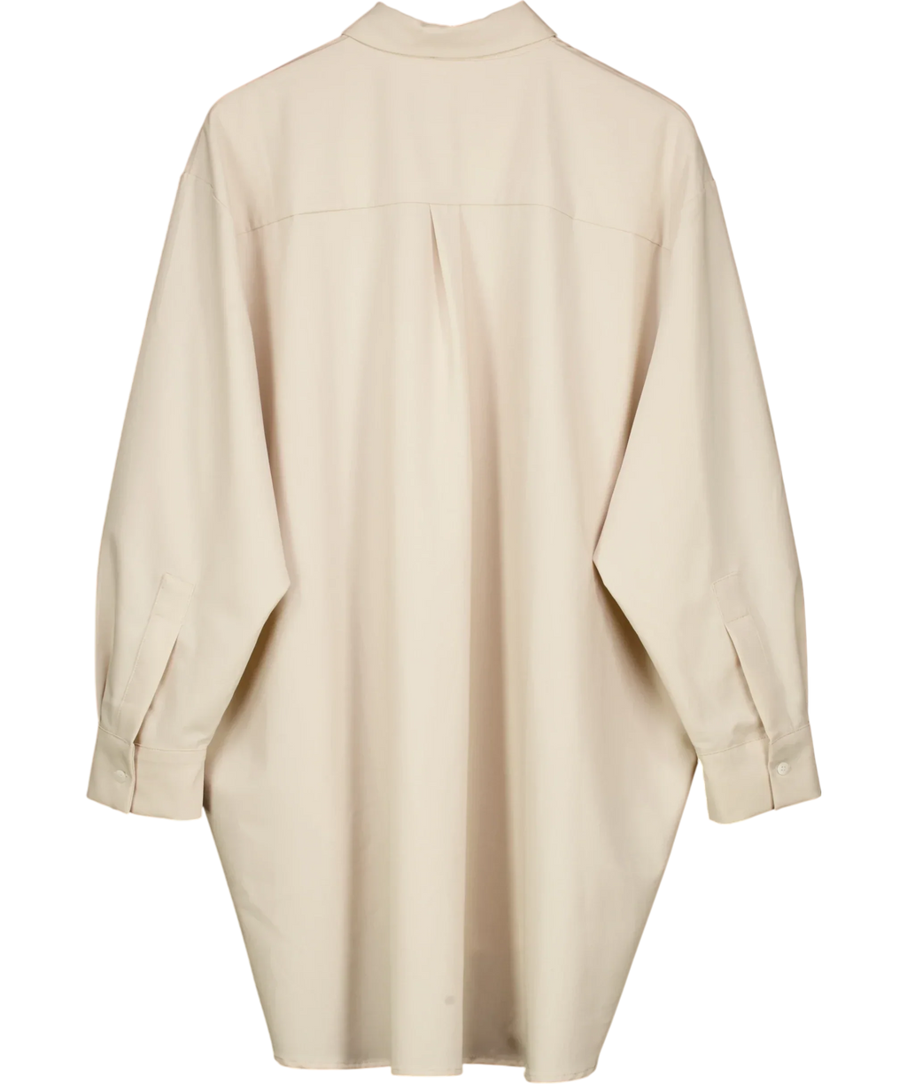 JAKI LONDON Beige Oversized Curved Hem Button-Up Shirt Light Beige, size UK XL — back