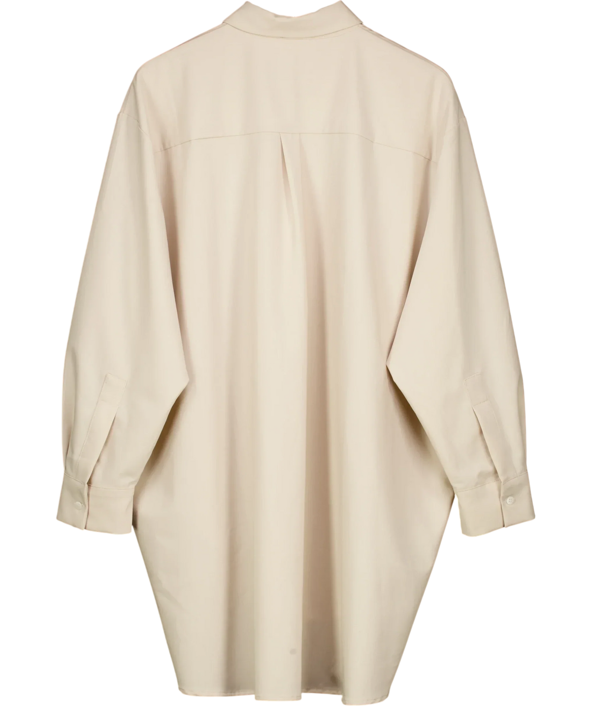JAKI LONDON Beige Oversized Curved Hem Button-Up Shirt Light Beige, size UK XL — back